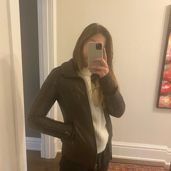 Mackage - Aritzia - Brown Lambskin Leather Jacket - Picture 7 of 10